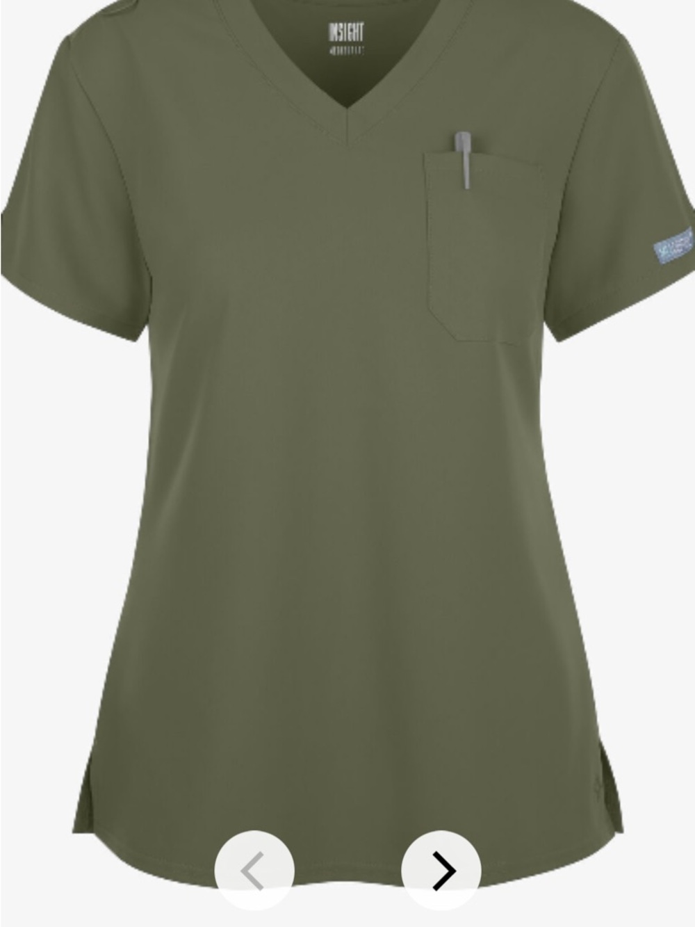 Med Couture Olive Green V-Neck Pocket Top